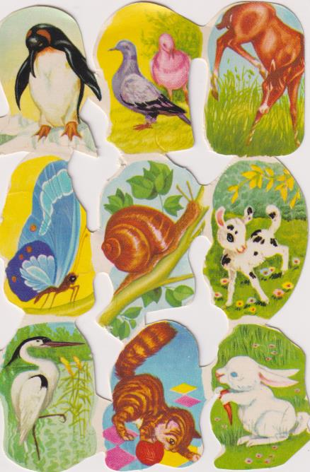 Hoja de 18 cromos troquelados. Años 70
