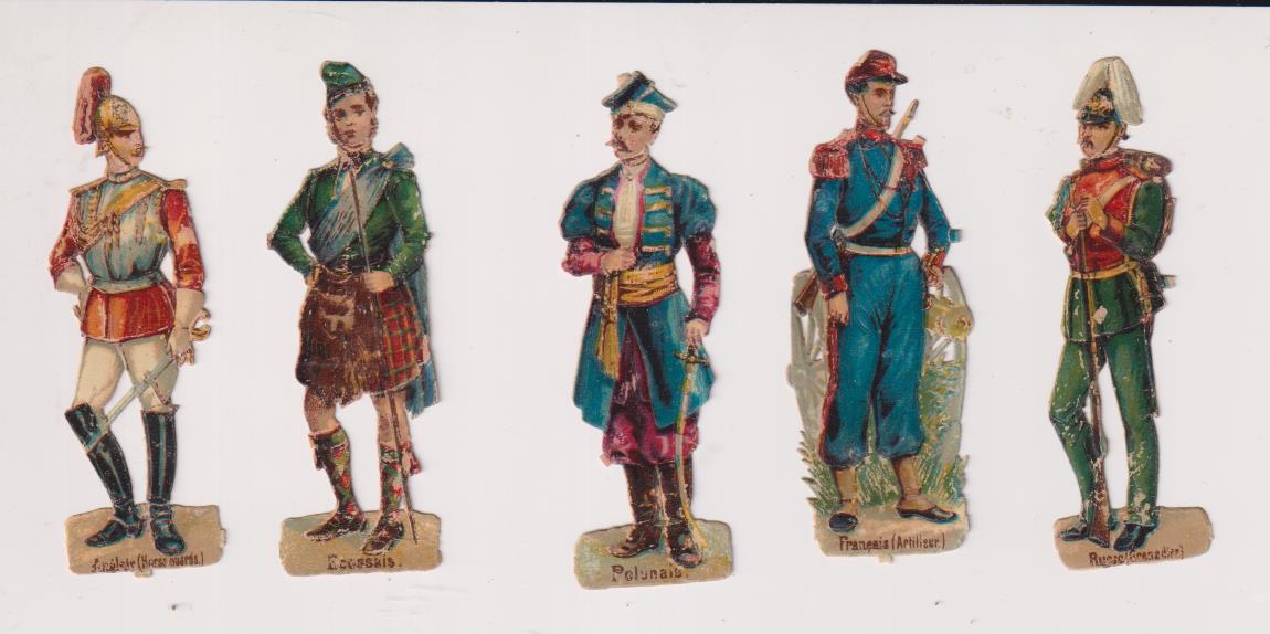 Lote de 5 Cromos Troquelados (8 cms.) Franceses. Siglo XIX