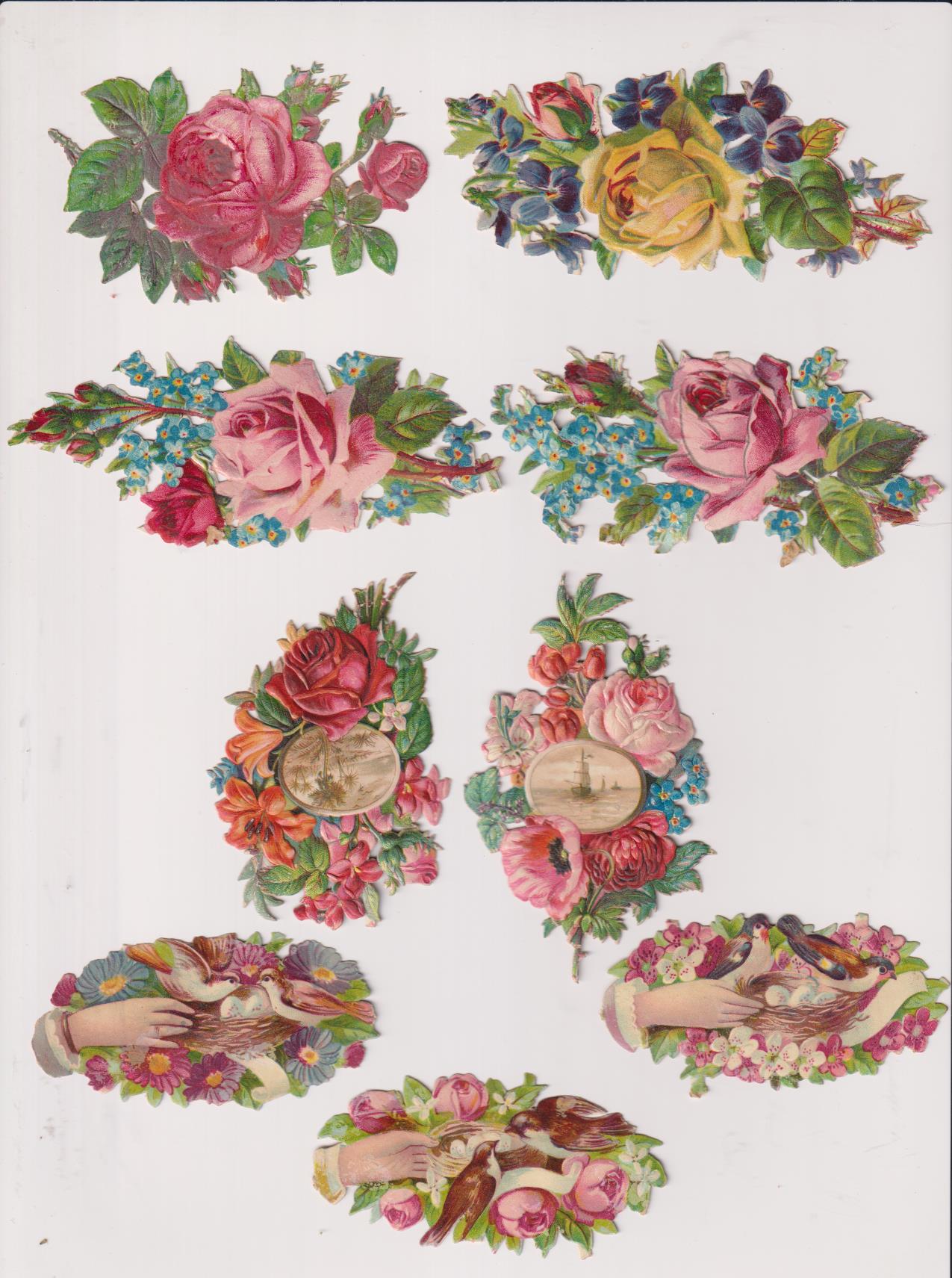 Lote de 9 Cromos Troquelados (11,5 a 8,5 cms.) Siglo XIX-XX