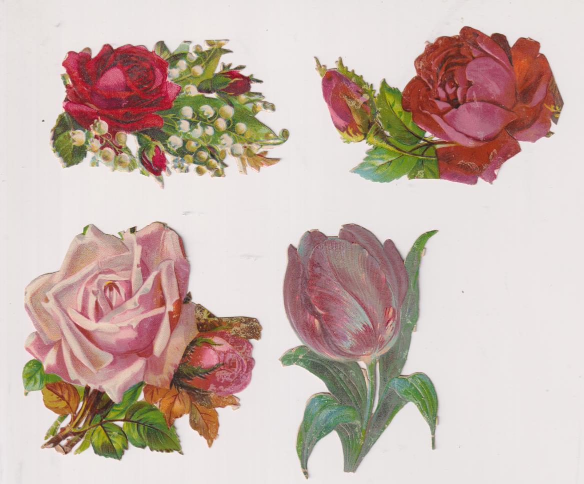 Lote de 4 Cromos Troquelados (8,5 cms.) Siglo XIX-XX