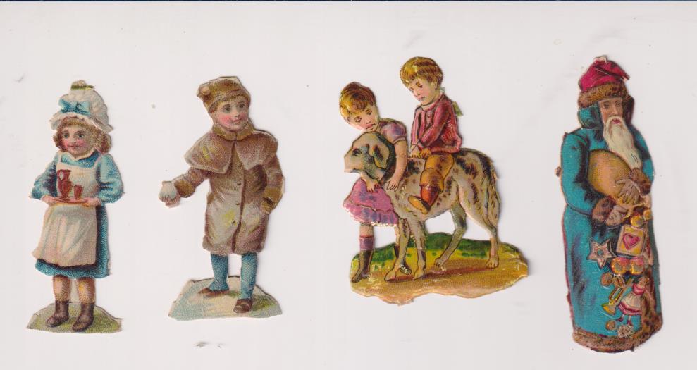 Lote de 4 Cromos Troquelados (7 y 6 cms.) Siglo XIX-XX